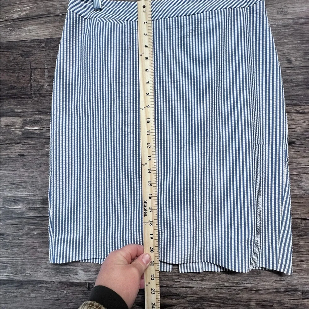 J. Crew White and Blue Mini Ribbed Pencil Skirt Womens 6 - Picture 3 of 8